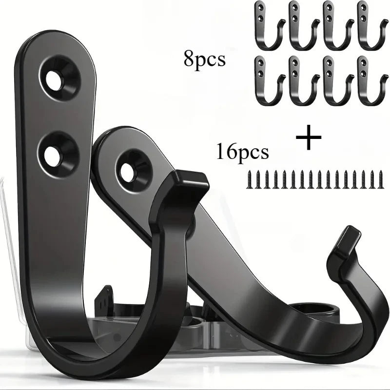 Heavy-Duty Iron Wall Hooks Anti-Rust | 4/8/16pcs Pack