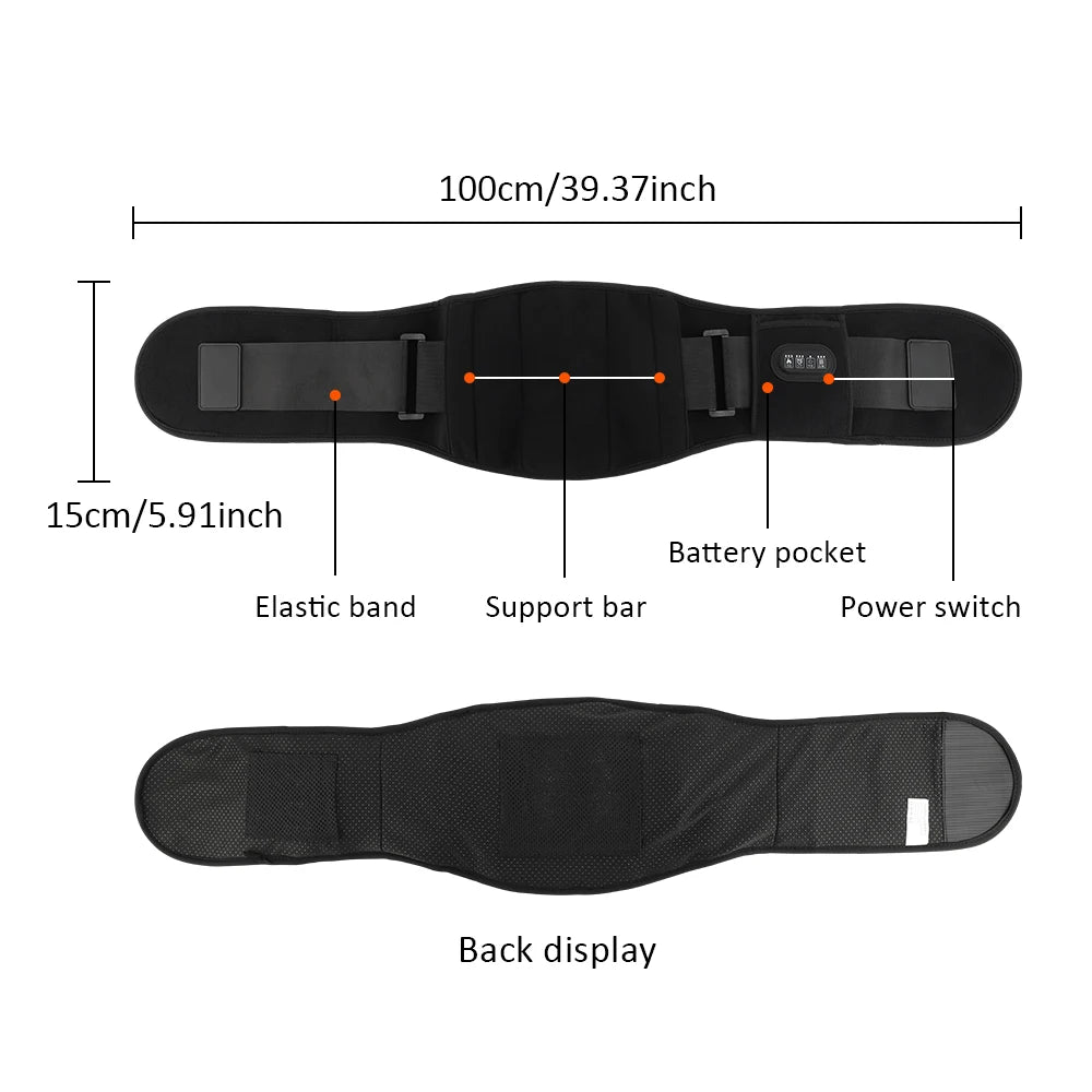 Vibration Lower Back Massager Waist Spine Plates Support Belt Heating Pad Red Light Hot Compress Portable Wearable Lumbar Brace Peaceful Pleasures Health and Wellness