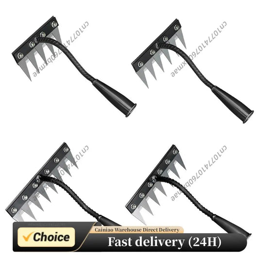 Iron Weeding Rake Thickened Gardens Hand Weeder Nail Rake Adjustable Heavy-Duty Weeding Puller Tool for Gardening and Weedings Peaceful Pleasures Health and Wellness