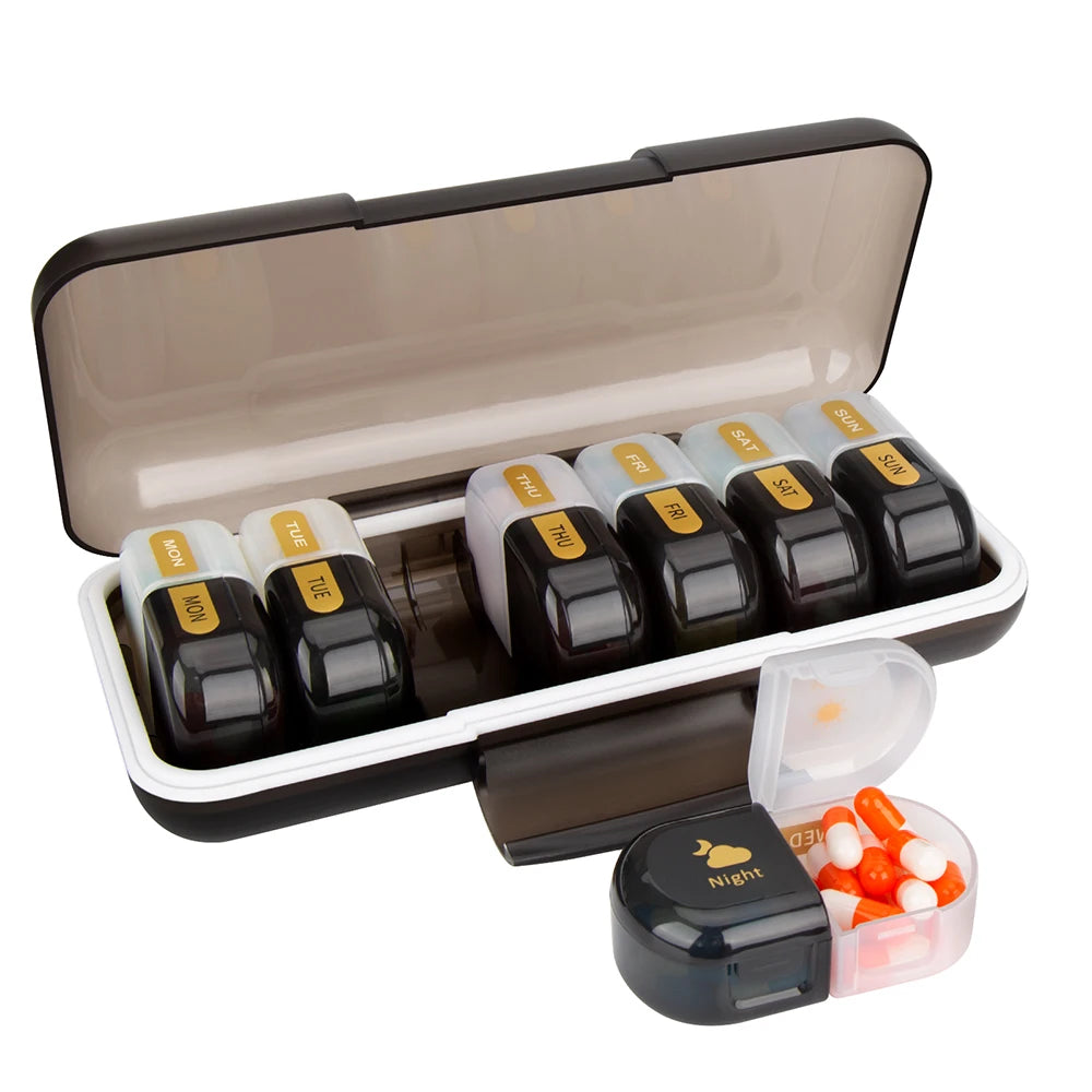 Extra Weekly Pill Organizer 2 Times a Day, Daily AM and PM Travel Pill Box Container Storage Box for Outdoor Travel Essentials Peaceful Pleasures Health and Wellness
