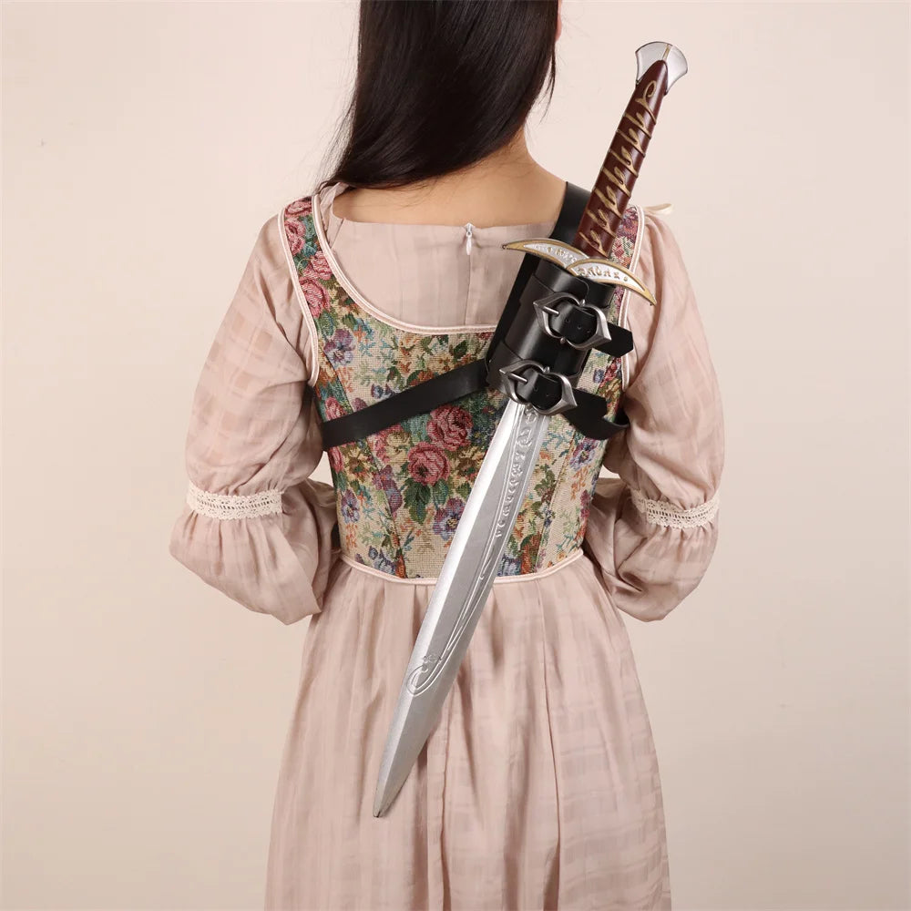 Medieval Sword Shoulder Double Back Scabbard Sheath Frog Holder PU