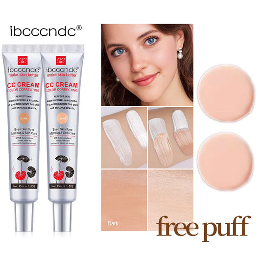 CC Cream 45ml – Centella Asiatica Color Correcting Foundation Color Correcting CC Cream Oasis Select 2pcs Free Puff