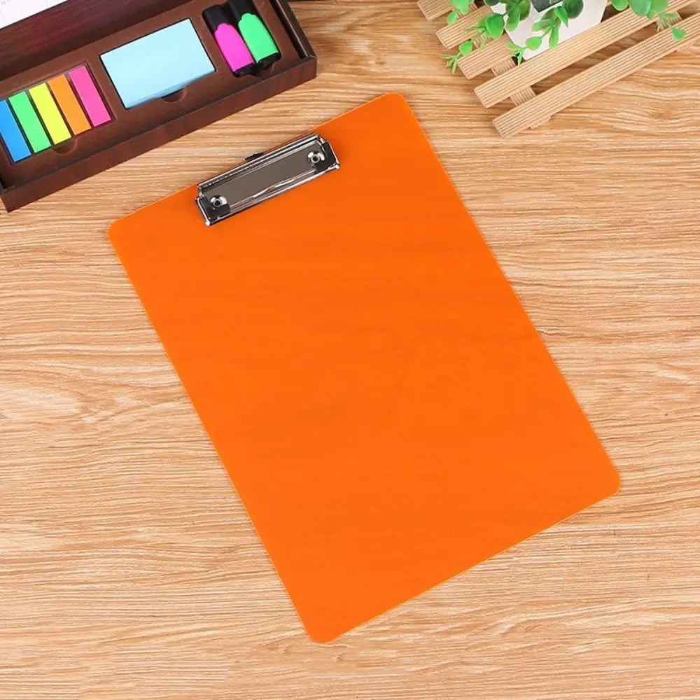With Low Profile Gold Clip A4 Writing Clipboard Writing Sheet Pad Document Folder A4 Paper Organizer Translucent Writing Tablet Peaceful Pleasures Health and Wellness orange
