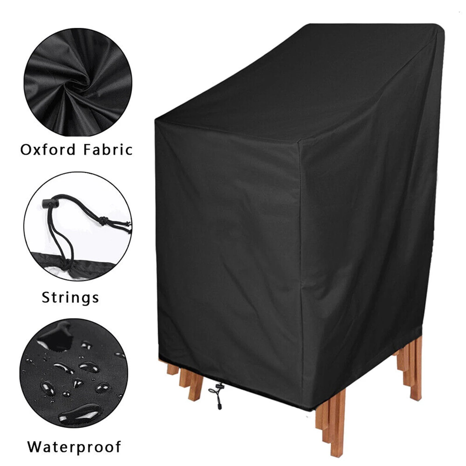 Patio Chair Covers Stacking Chair Cover 210D Oxford Cloth Water-Resistant Chair Covers for Lounge Lawn Deep Seat Peaceful Pleasures Health and Wellness