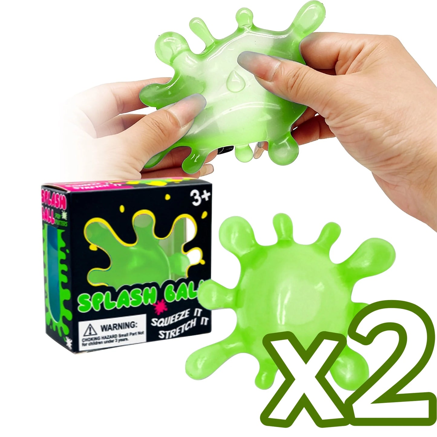 Splash Shaped Squeeze Ball Slow Rebound Stress Relief Fidget Toy Anti Anxiety Office Relaxation Toys Play Gift For Adults Kids Peaceful Pleasures Health and Wellness Green Color x 2