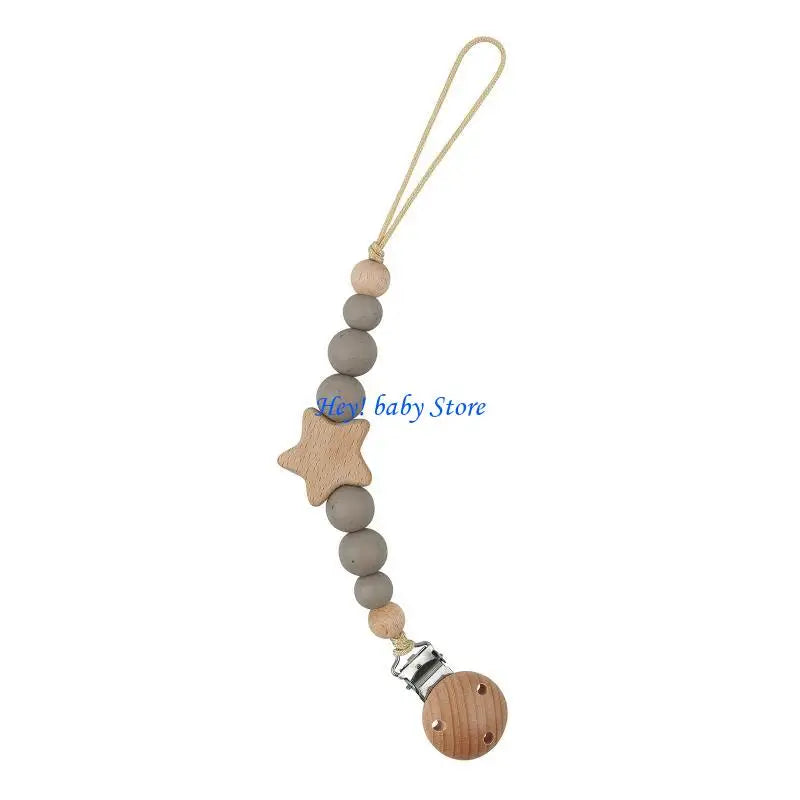 Baby Pacifier Clip Silicone Beads & Star | Teething Gift
