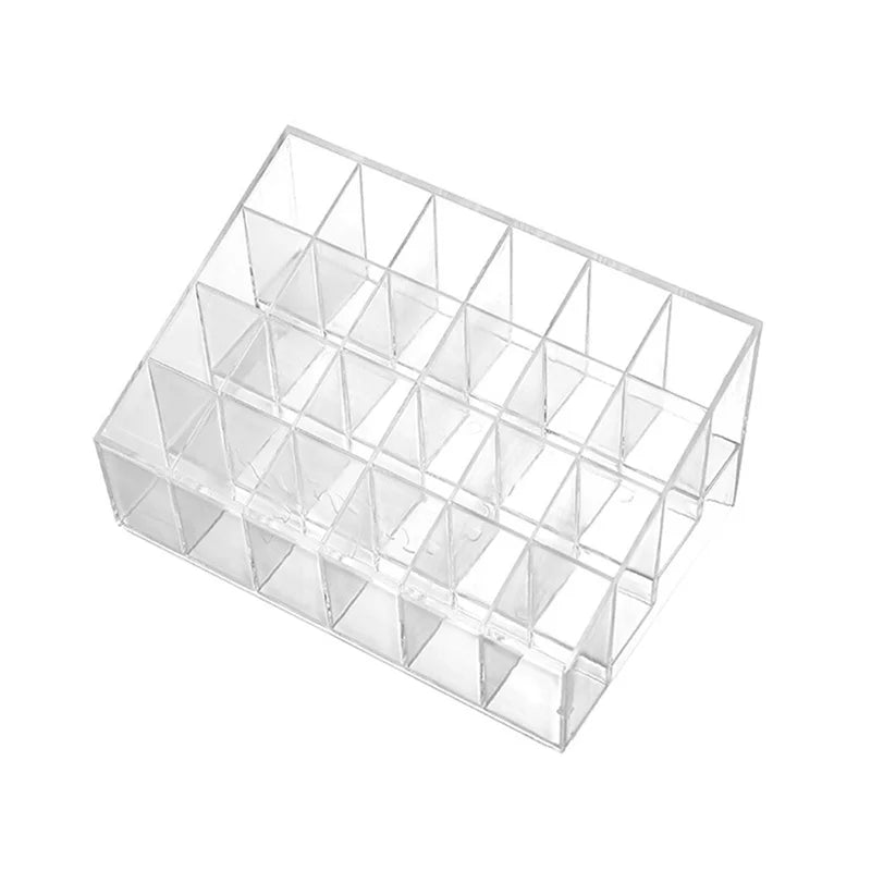 Transparent Multi-grid Lipstick Holder Women Makeup Organizer Storage Box Lipstick Display Cosmetic Jewelry Organizer Box Peaceful Pleasures Health and Wellness 24 grids S