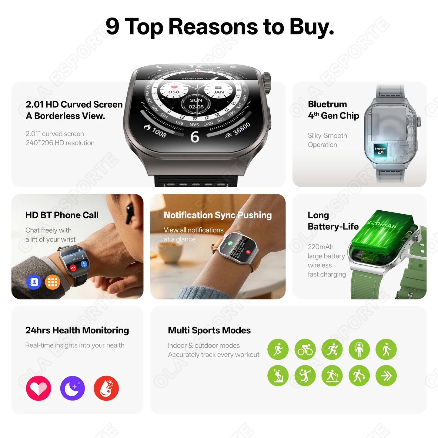 2026 New Bluetooth Call Smart Watch for Men 2.01" HD Curved Screen Sports Watch Health Monitor Smart Watch for Android iOS Peaceful Pleasures Health and Wellness
