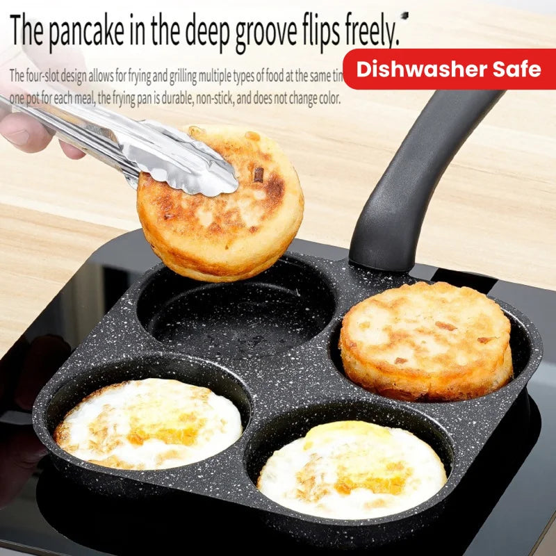 Non-Stick 4-in-1 Cast Iron Egg Cooker - Single Handle Frying Pan, Dishwasher Safe, Compatible with Electric Coil Stoves Peaceful Pleasures Health and Wellness