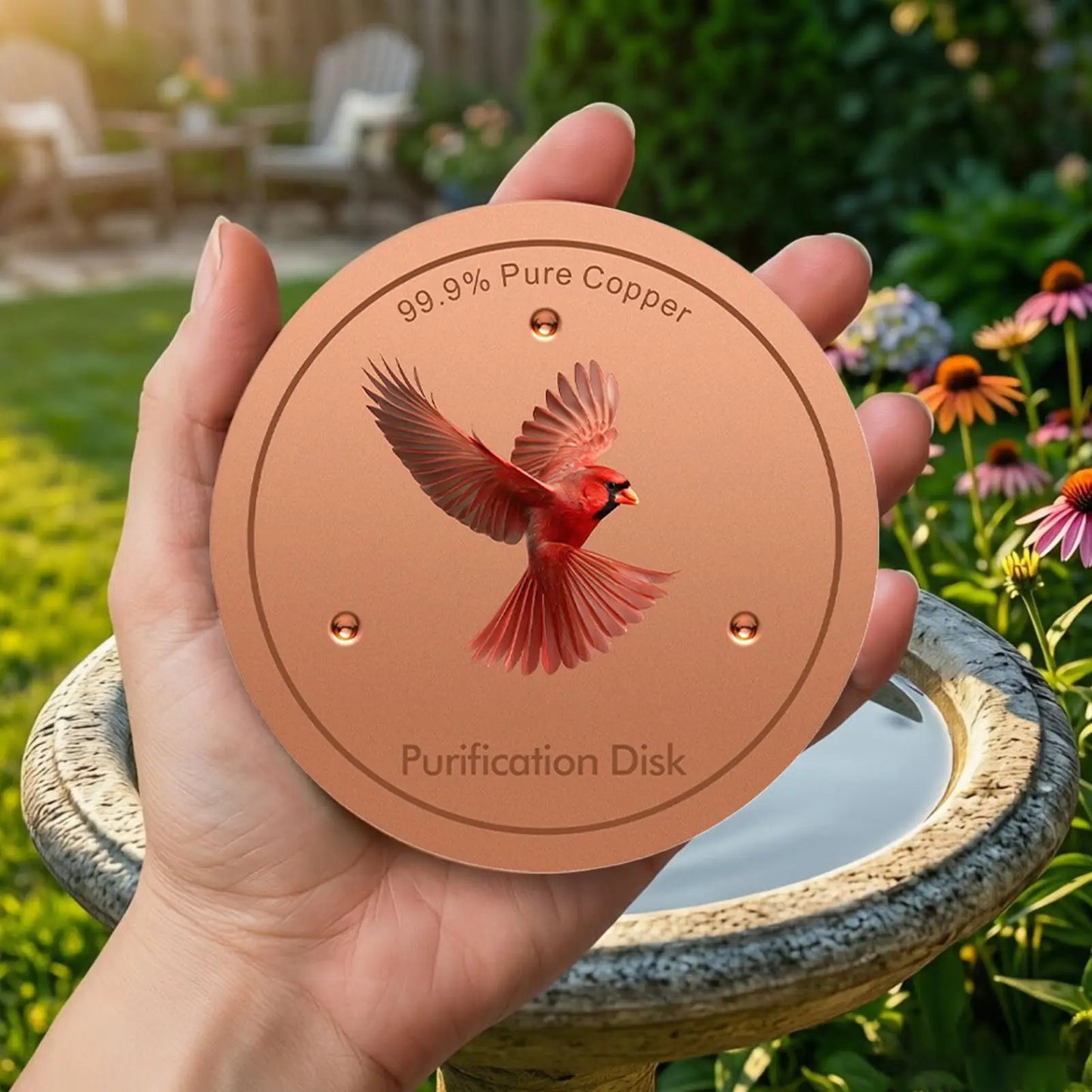Copper Disc for Bird Bath – 10cm Water Purification Disk