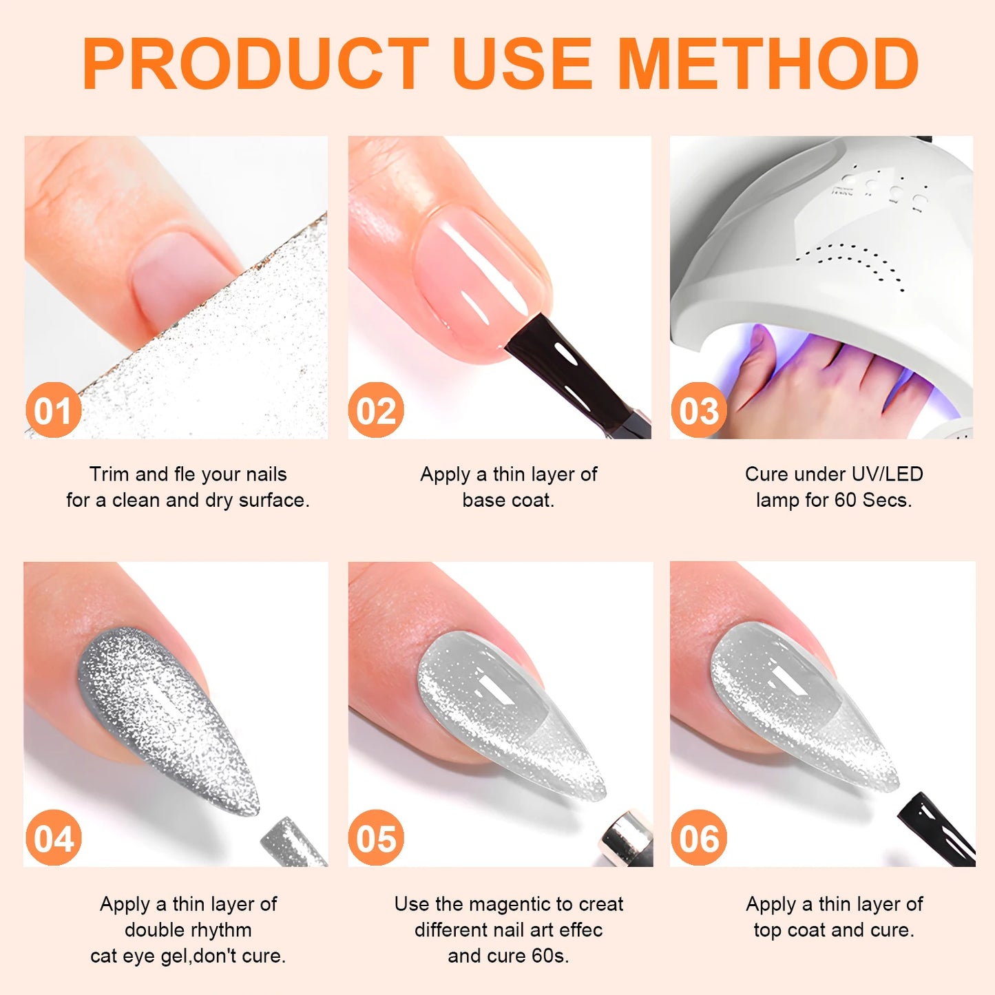 Silvery Cat Eye Gel Polish –Glossy Magnetic Gel Nail Polish with Holographic 9D Cat Eye Effect, Long-Lasting Soak Off UV LED Gel Peaceful Pleasures Health and Wellness
