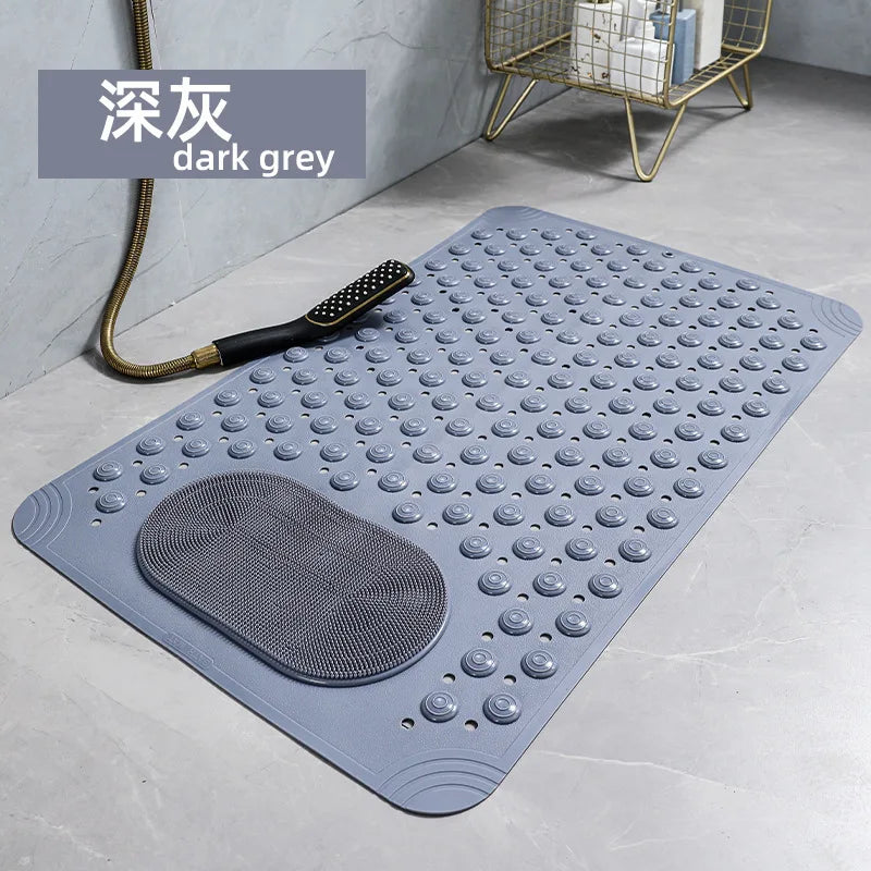 Non-Slip Bath Mat with Suction Cups & Drain Holes – Soft PVC