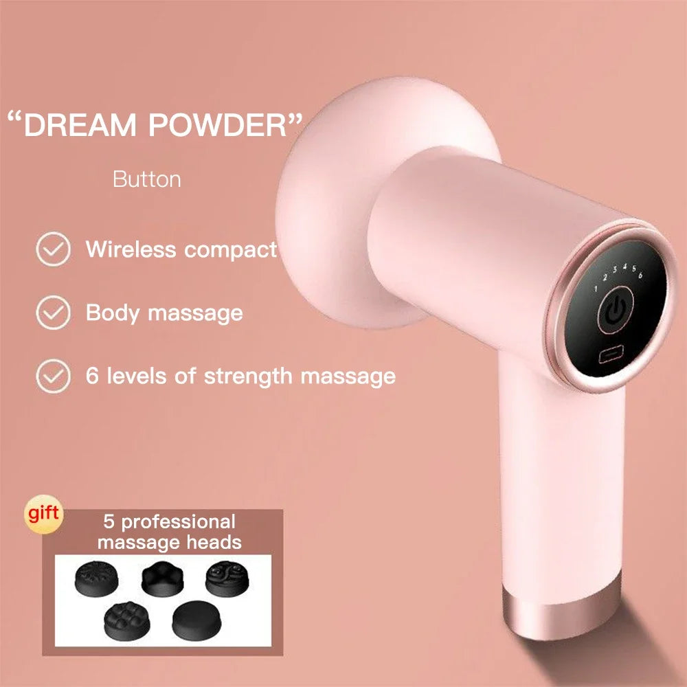 Women Mini Portable Electric Massage Gun Deep Tissue Percussion Muscle Relaxation for Fitness Slimming Pain Relief Massager Peaceful Pleasures Health and Wellness Pink