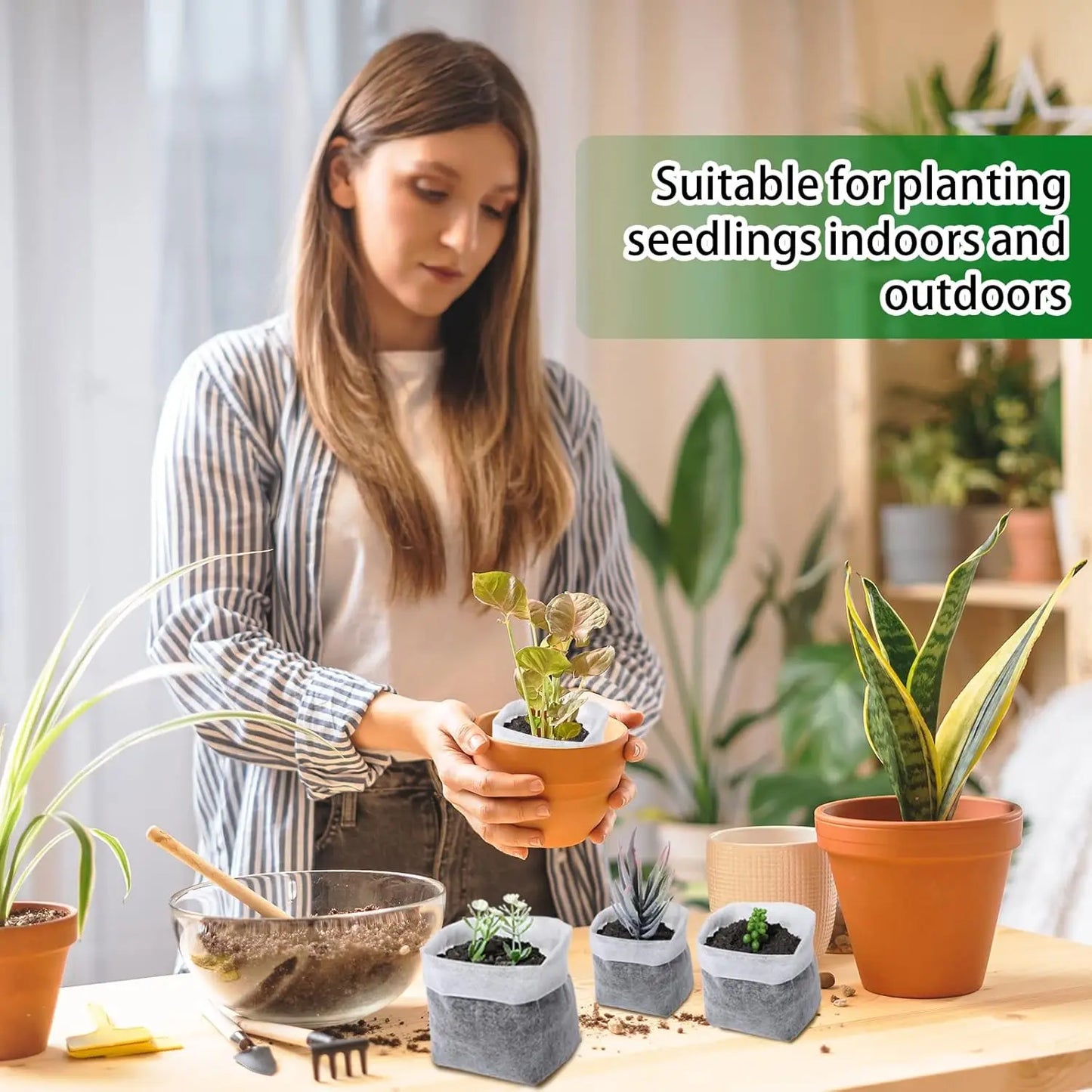 Fabric Plant Seedling Bags 100–1000PCS | Eco Nursery Pots
