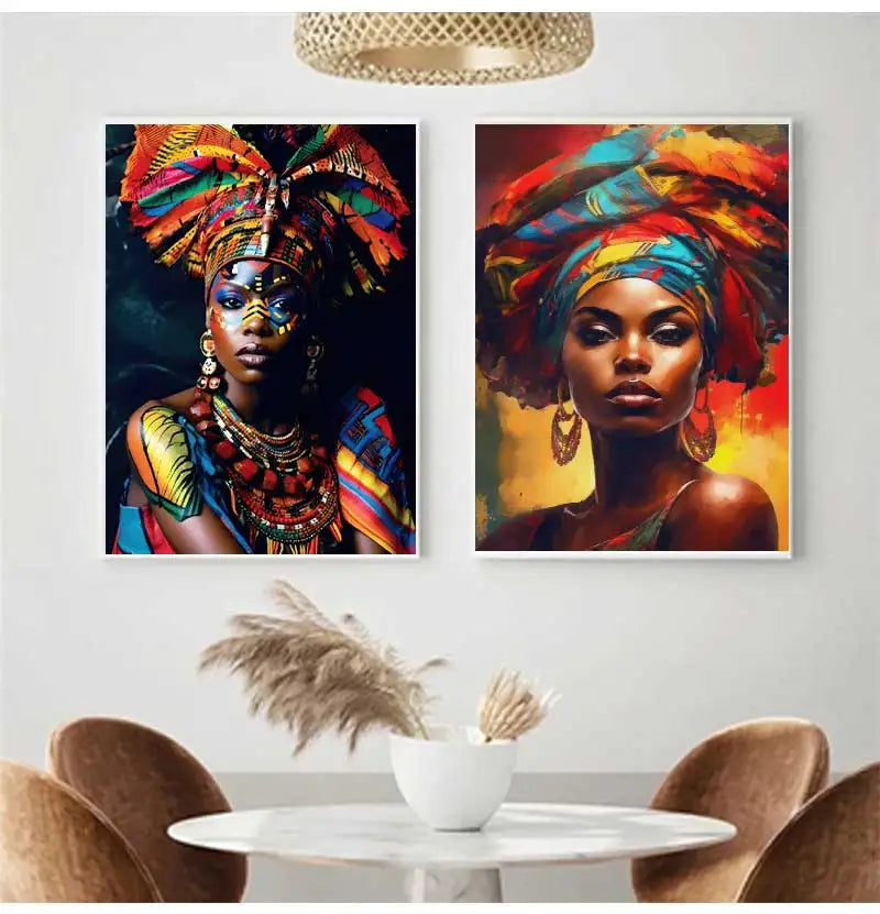 African Beauty Girl Canvas Wall Art | Modern Scandinavian Poster