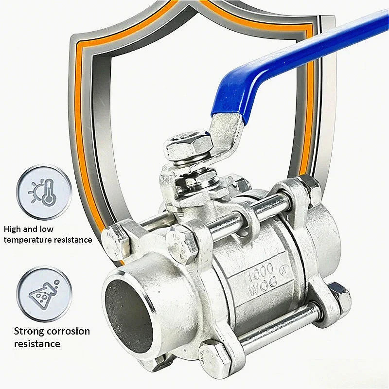 Stainless Steel BSP Three-Piece Ball Valve 1/2"–2" DN15–50