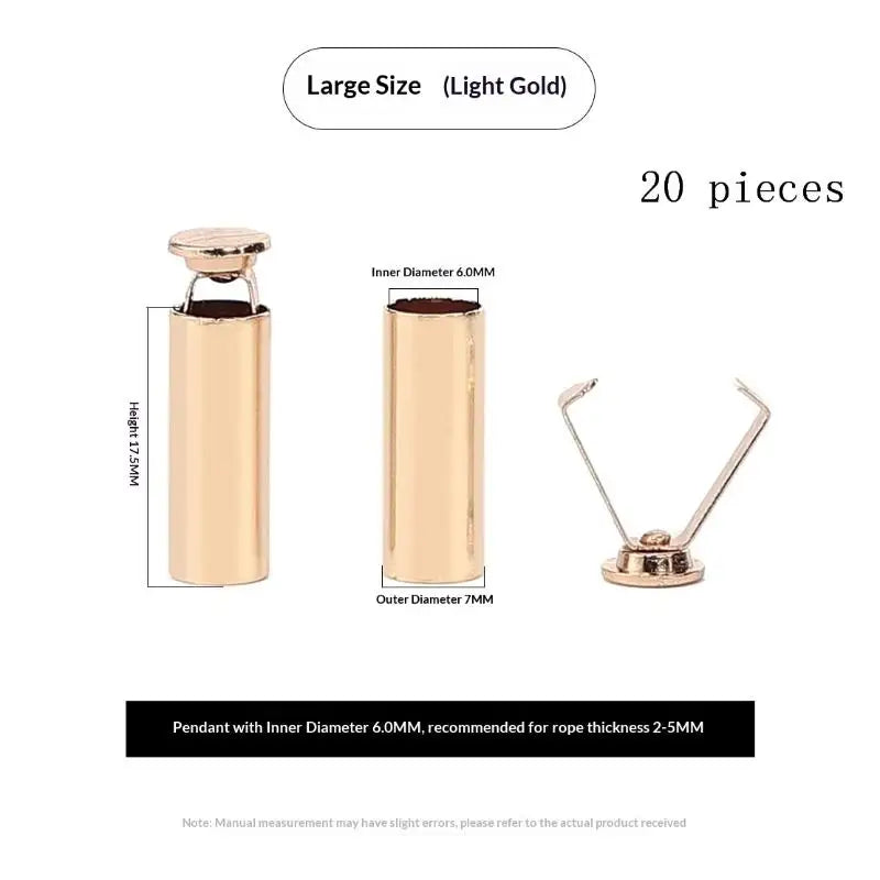 Metal Rope Ends Stopper Button Cord End Lock Cap Hanging Bell Buckle DIY Bag Shoes Garment Lanyard Accessories Peaceful Pleasures Health and Wellness Light Gold 20pcs