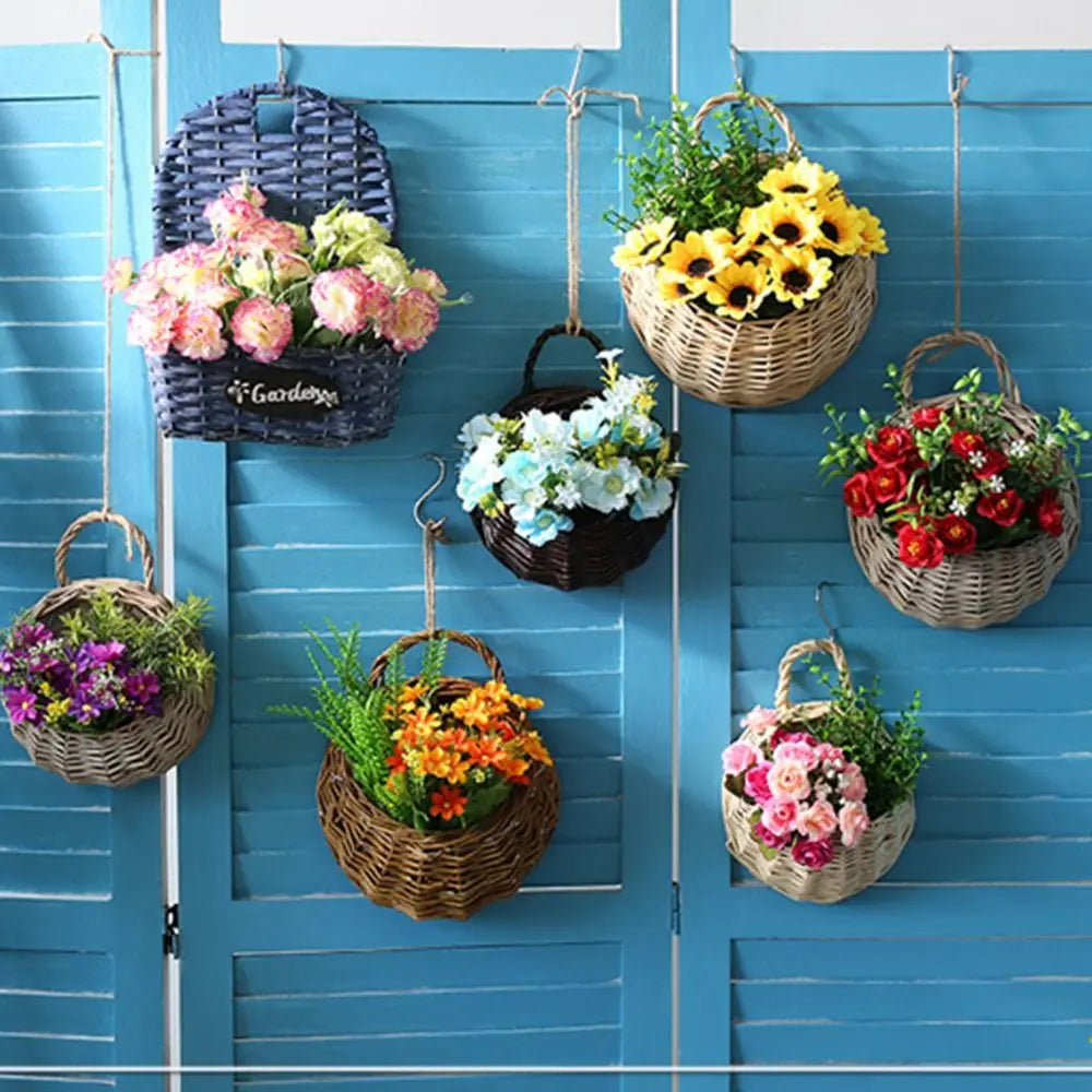Handmade Wicker Hanging Flower Basket | Wall Planter