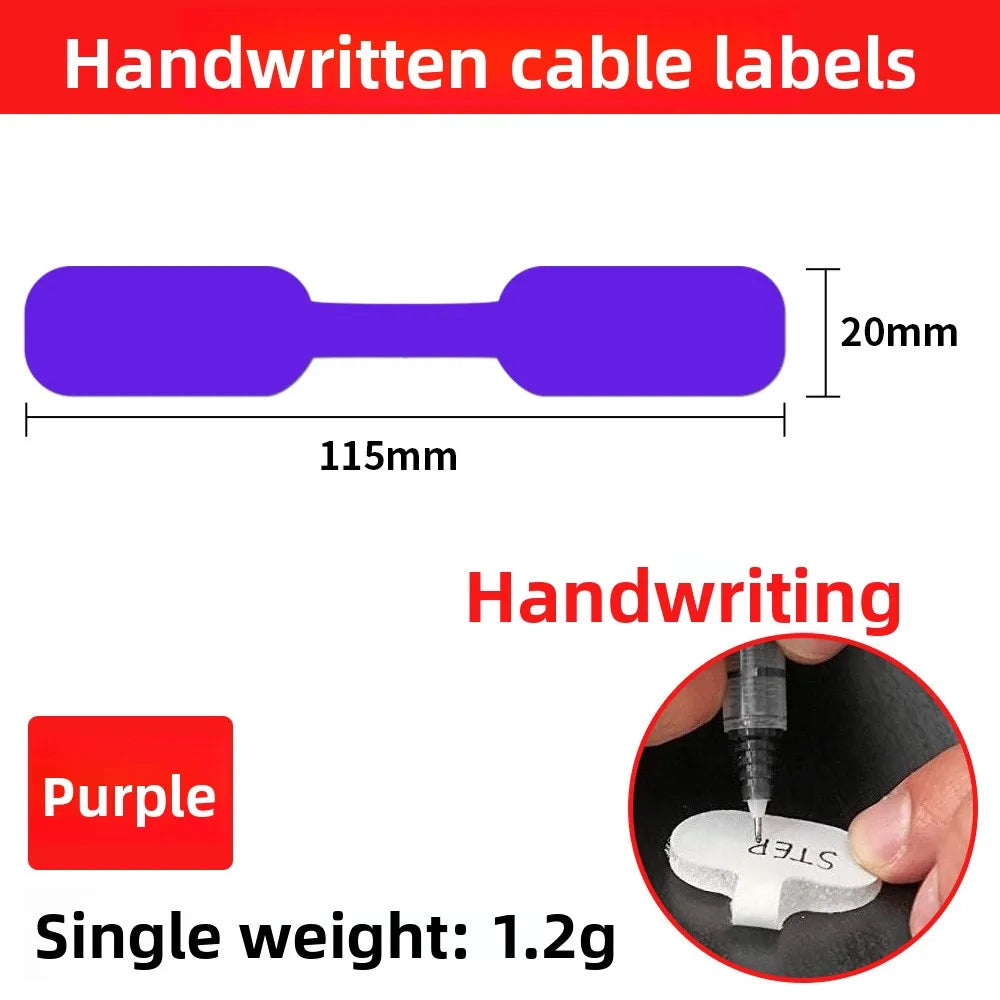 Writeable Self-Adhesive Cable Ties | Colorful Wire Organizer