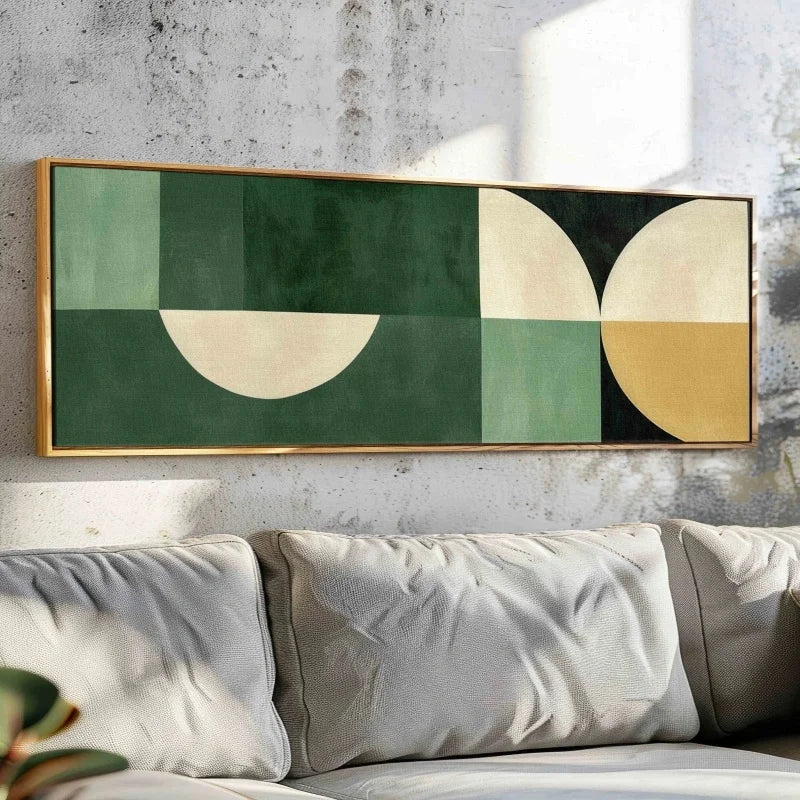 Unframed Mid Century Wall Art, Geometric Modern Wall Art, Mid Century Modern Print, Large Wall Art , Above Bed/ Couch Decor Peaceful Pleasures Health and Wellness ZLH4204 90x270cm No Frame