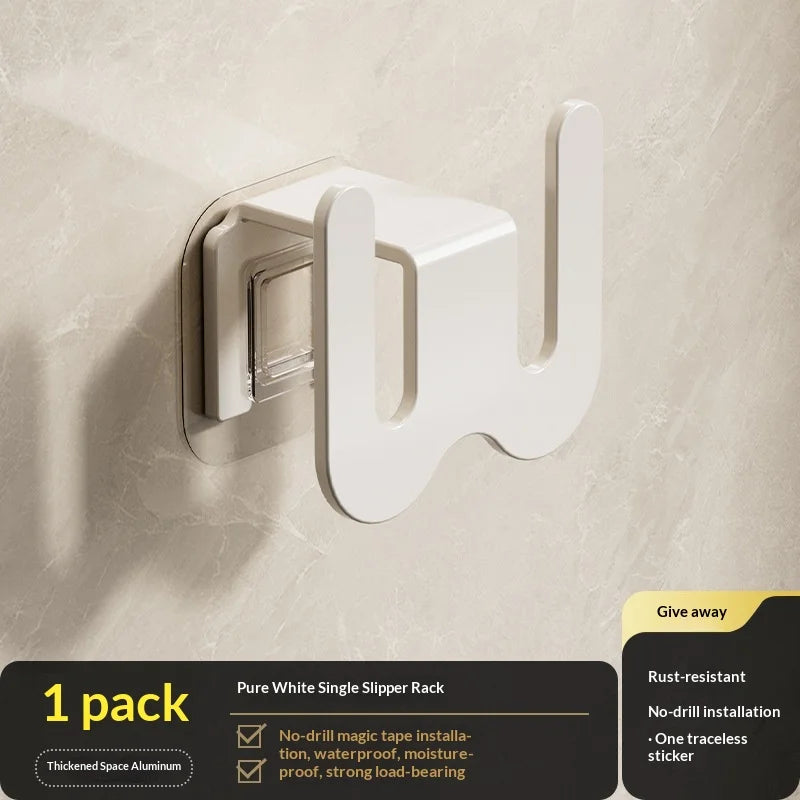 No Punching Bedroom Neat Storage Shoe Drying Slippers Rack Bathroom Rack Slipper Hook Toilet Drainage Rack Wall Mounted Holders Peaceful Pleasures Health and Wellness white 1PC