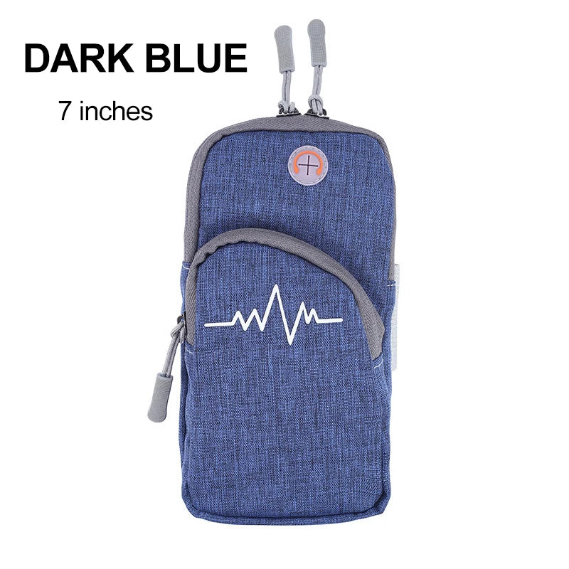 Sports Bag For Mobile Phone Armband For Jogging Cell Phone Accessories Woman mp3/mp4 Bags PU Hand Bag For Running Waterproof Peaceful Pleasures Health and Wellness Dark blue(7 inch)