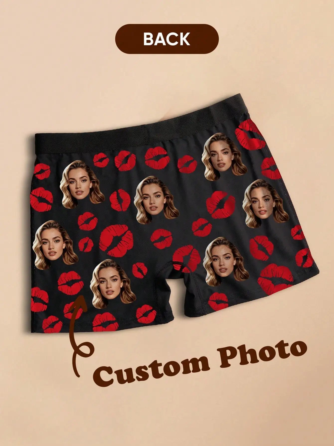 Custom Face Mens Boxer Briefs Personalized Photo Underwear Funny Custom Mens Shorts Six Sizes Available Gift for Him Peaceful Pleasures Health and Wellness