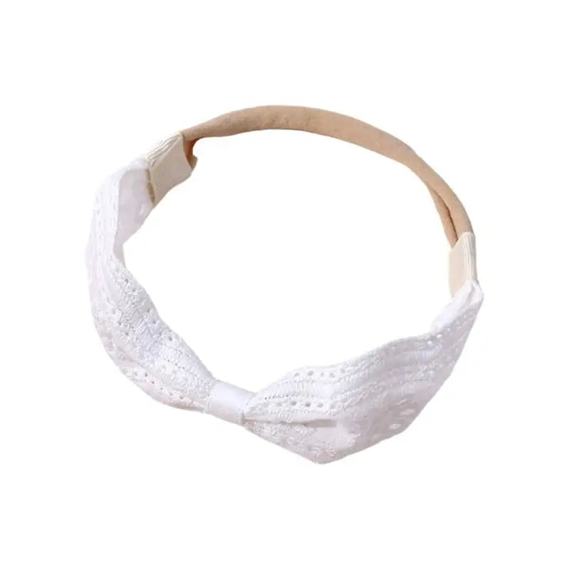 Embroidered Baby Headband – White Lace Infant Hair Ornament