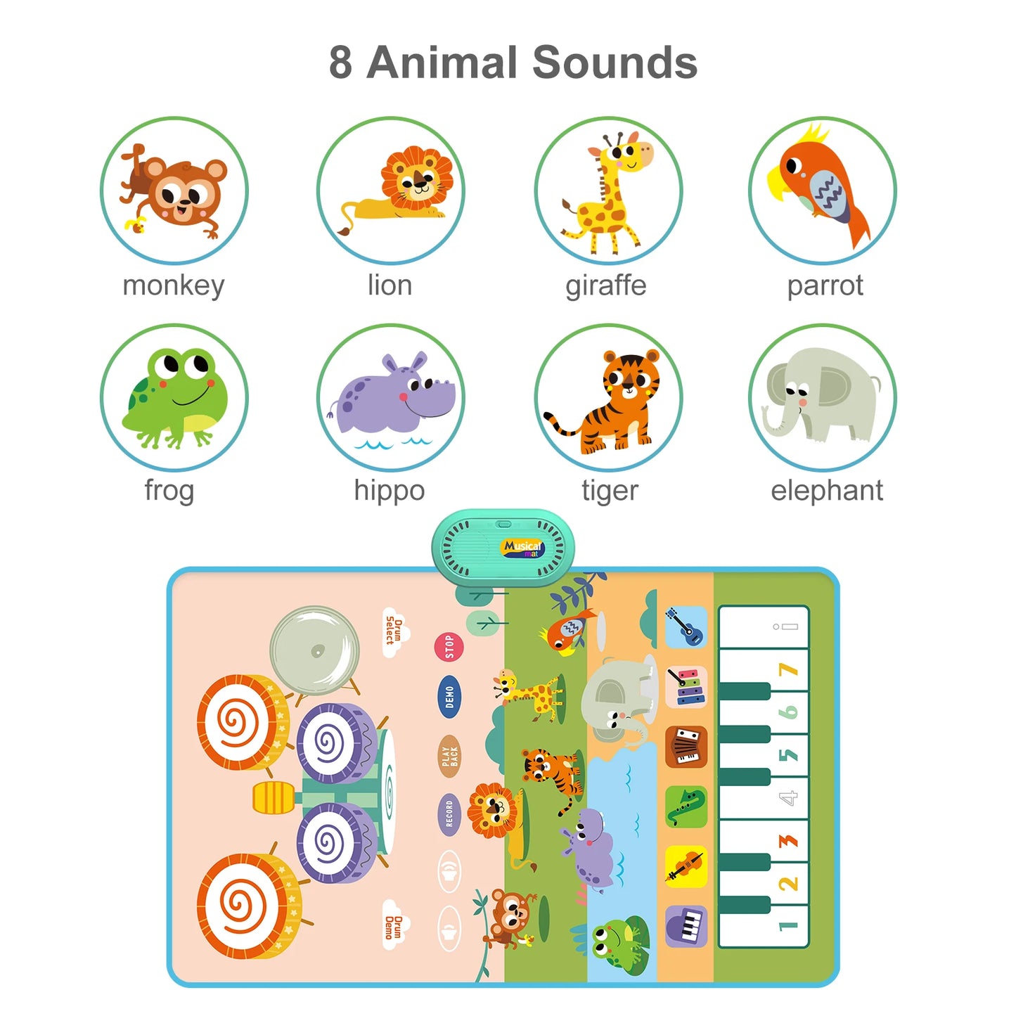 80x50cm Music Play Mat Kids Toddlers Floor Piano Keyboard Drum Toys