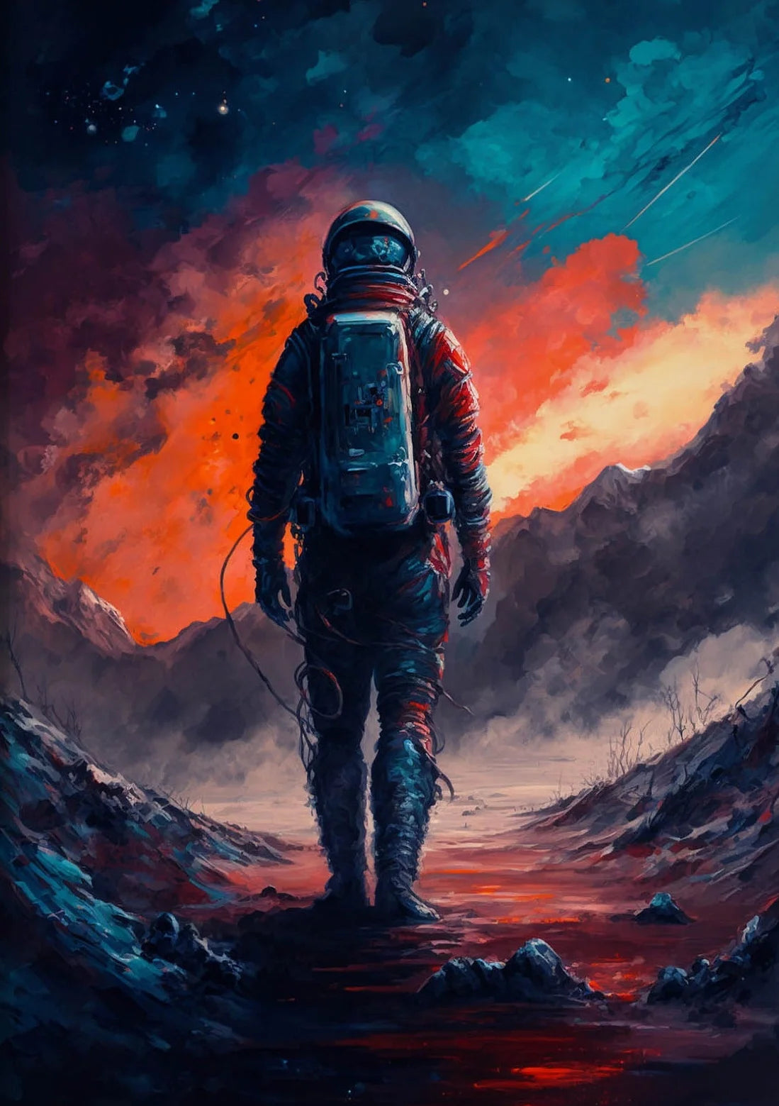 Astronaut Canvas Wall Art | Modern Sci-Fi Space Poster Print Canvas Wall Art Peaceful Pleasures Health and Wellness