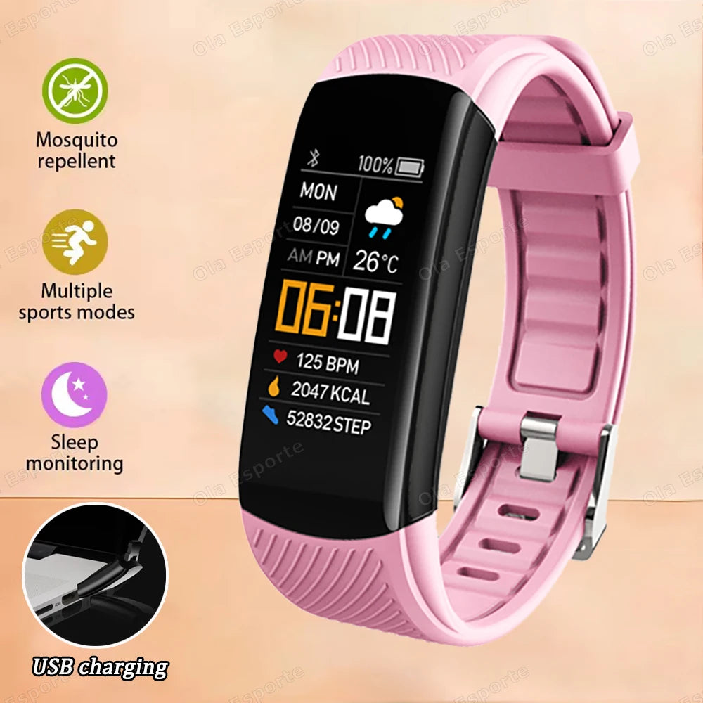 Smart Fitness Tracker Watch Heart Rate Monitor Sleep Steps Swim Waterproof Health Exercise Bracelet For Men Women Smartwatch New Peaceful Pleasures Health and Wellness Pink