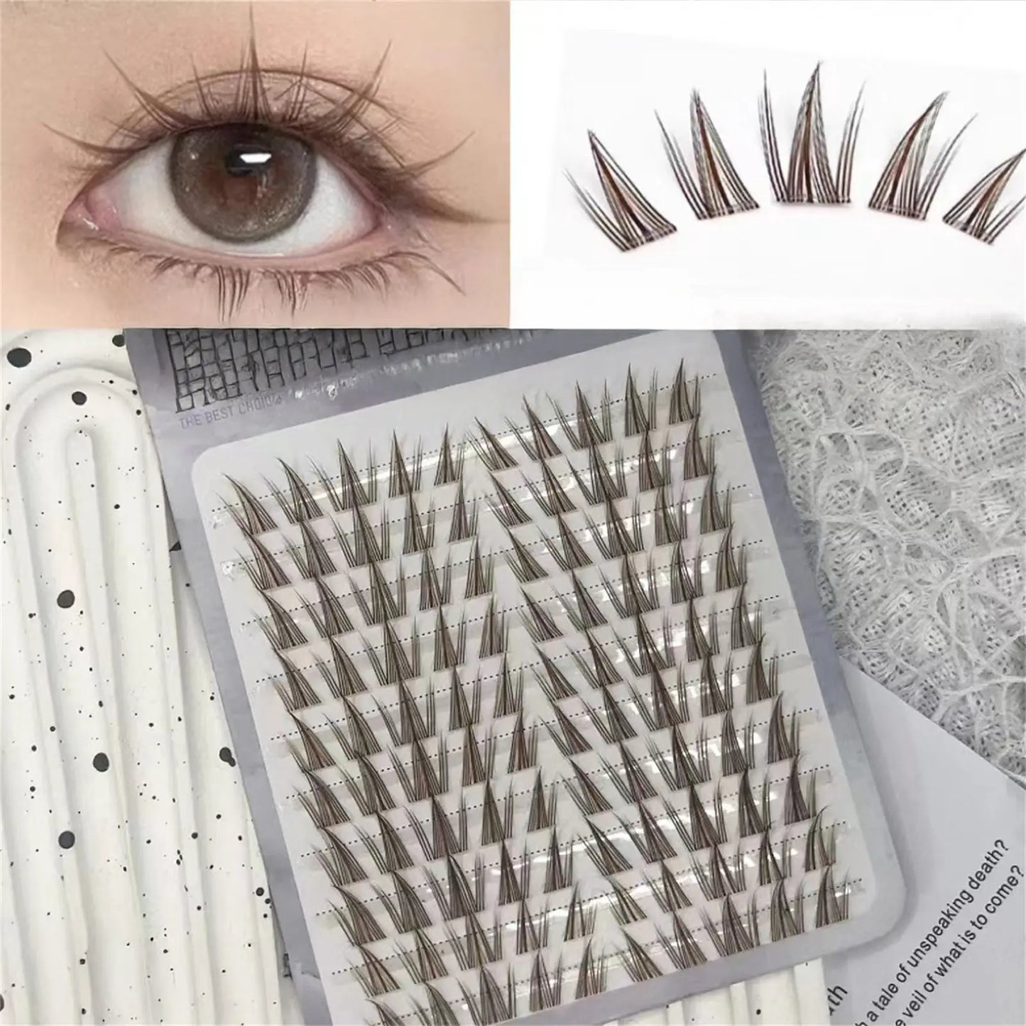 Brown Cluster False Eyelashes – Natural Wispy Volume Lash Extensions