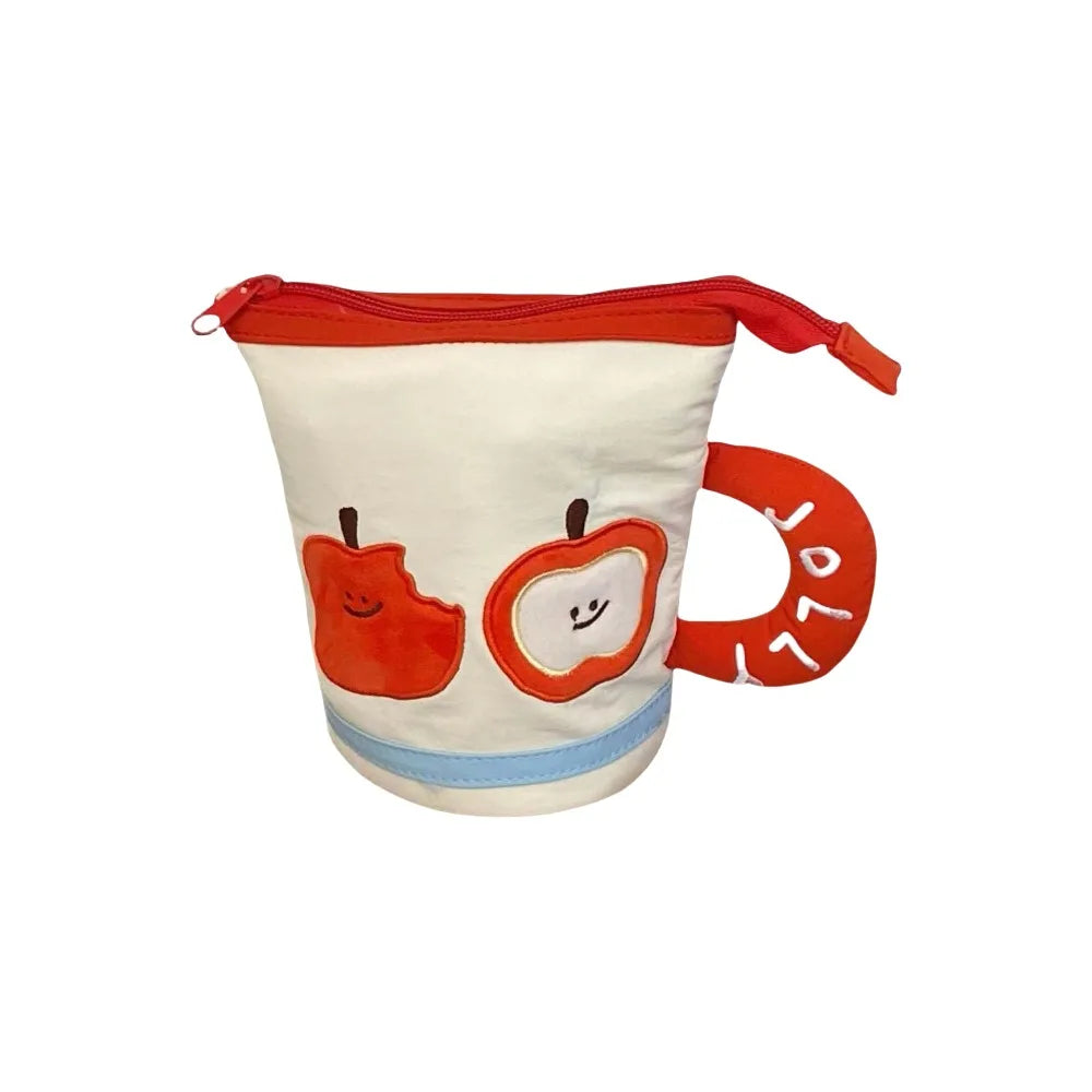 Desktop Storage Cartoon Stationery Bag Cookies Fruits Water Cup Shape Korean Style Pencil Case Y2K Ins Style Large Capacity Peaceful Pleasures Health and Wellness Fruits
