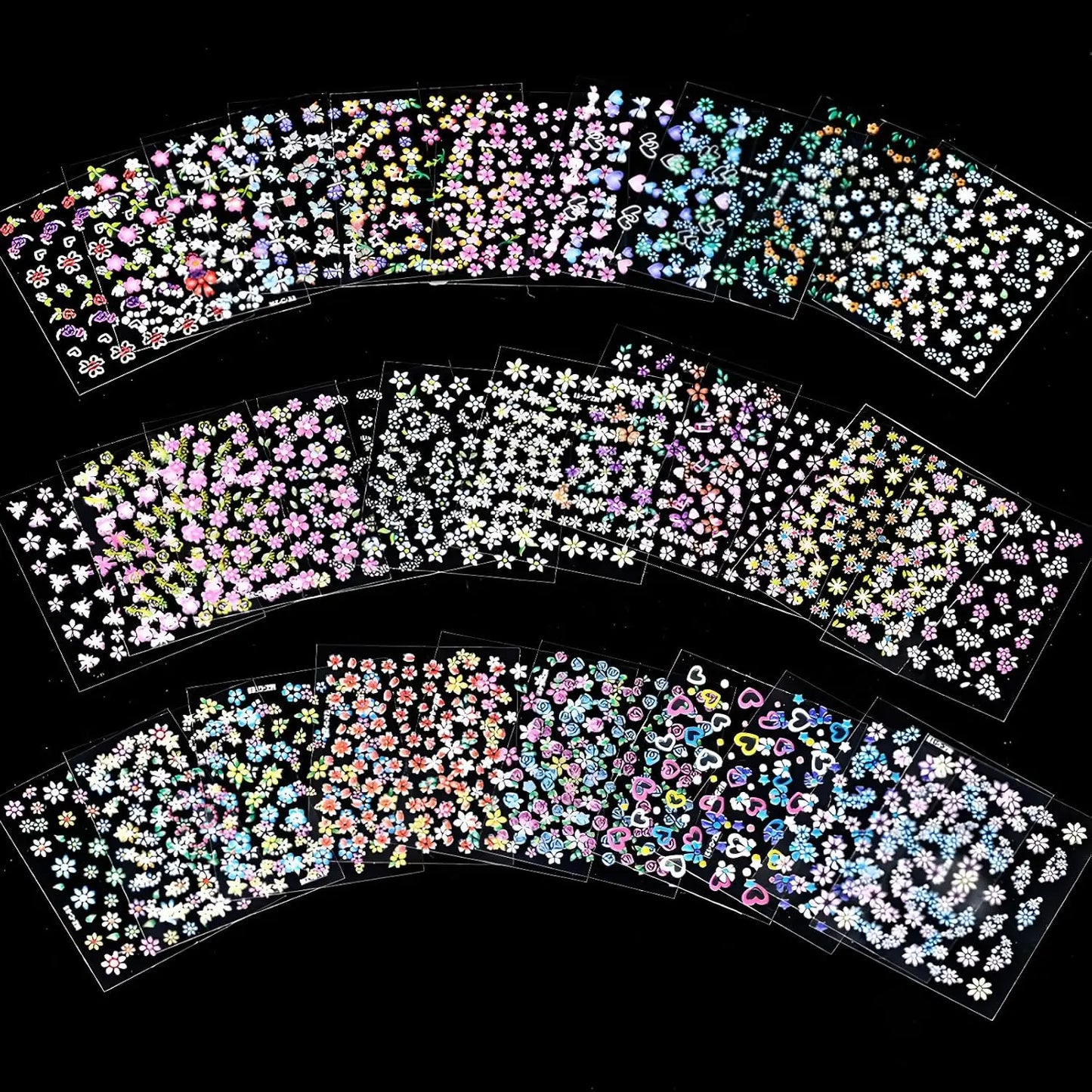 30-Sheet 3D Nail Art Stickers | Daisy Floral & Heart Decals DIY
