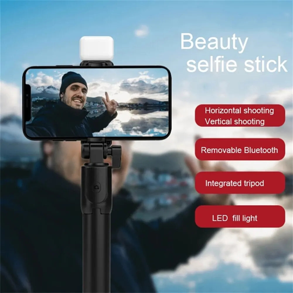 Wireless Selfie Stick Phone Holder Retractable Multifunctional 74cm Mini Tripod With LED Selfie Light & Bluetooth Remote Shutter Peaceful Pleasures Health and Wellness