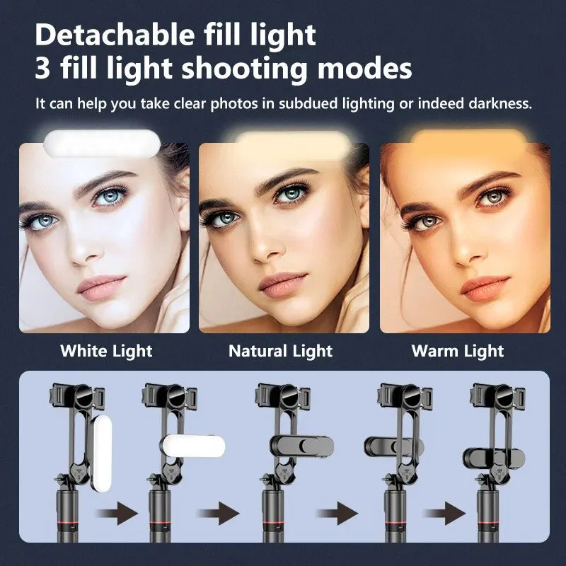 Portable Selfie Stick Phone Tripod With LED Light & Wireless Remote Extendable Tripods Stand 360 Rotation Compatible For iPhone Peaceful Pleasures Health and Wellness