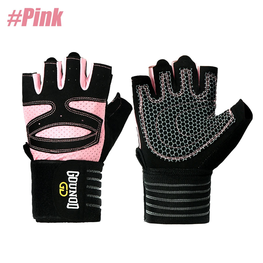 Padded Workout Gloves with Wrist Wraps – Men & Women Weight Lifting Gloves Peaceful Pleasures Health and Wellness Pink-1Pair M