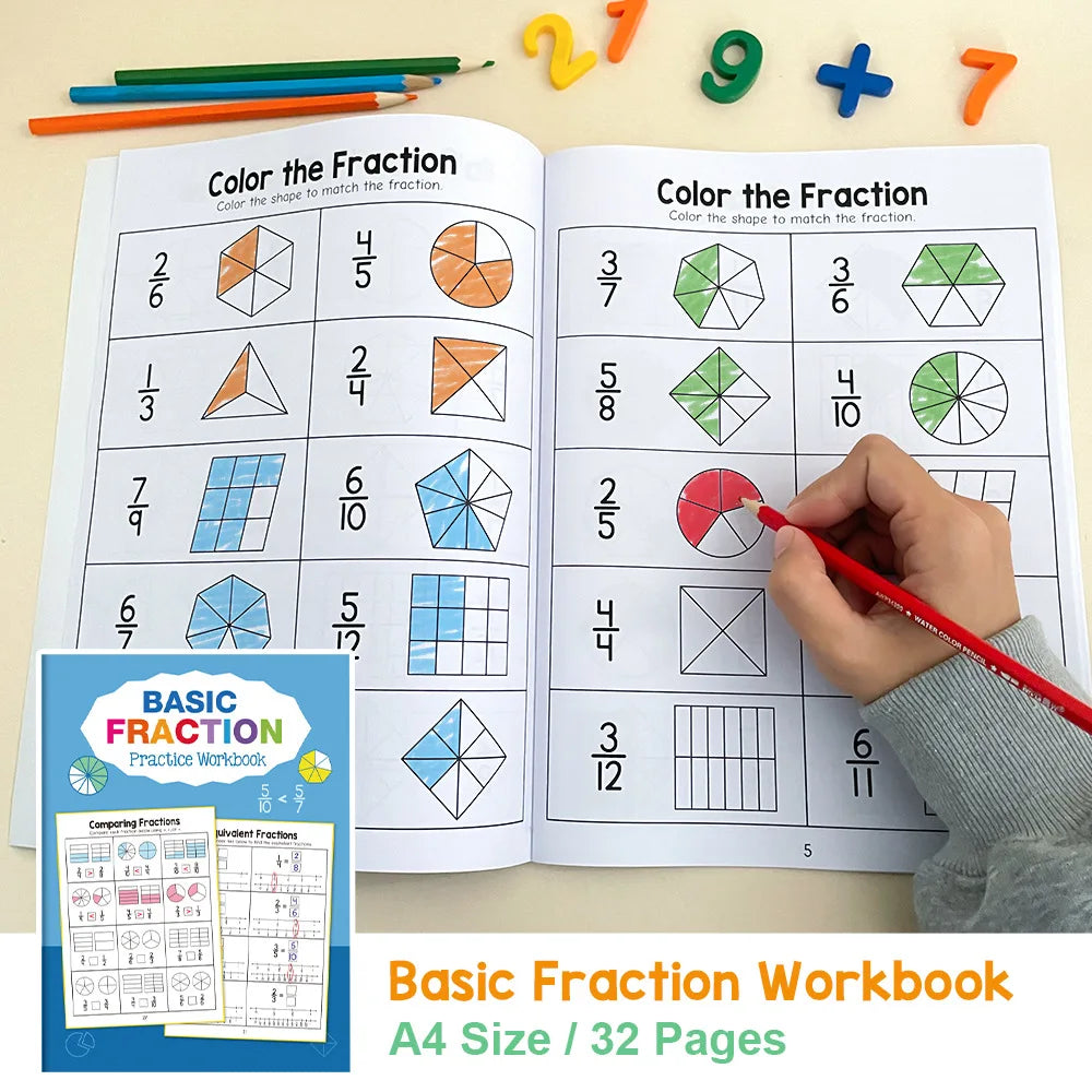 Basic Fraction Learn Practice Training Workbook Fact Teacher Teaching