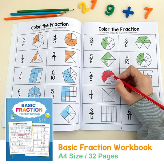 Basic Fraction Learn Practice Training Workbook Fact Teacher Teaching Peaceful Pleasures Health and Wellness