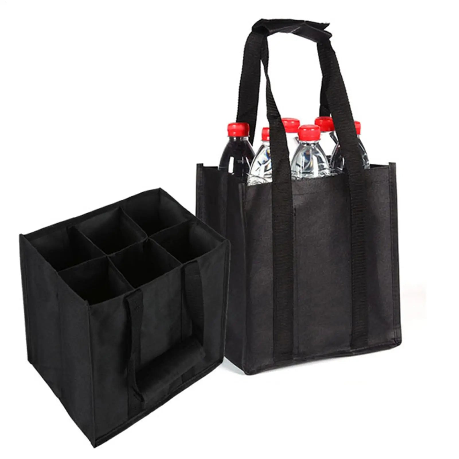Reusable Wine Tote Bag 6-Bottle Carrier With Secure Straps For Travel Picnic Beach Camping Leakproof Portable Wine Bottle Holder Peaceful Pleasures Health and Wellness