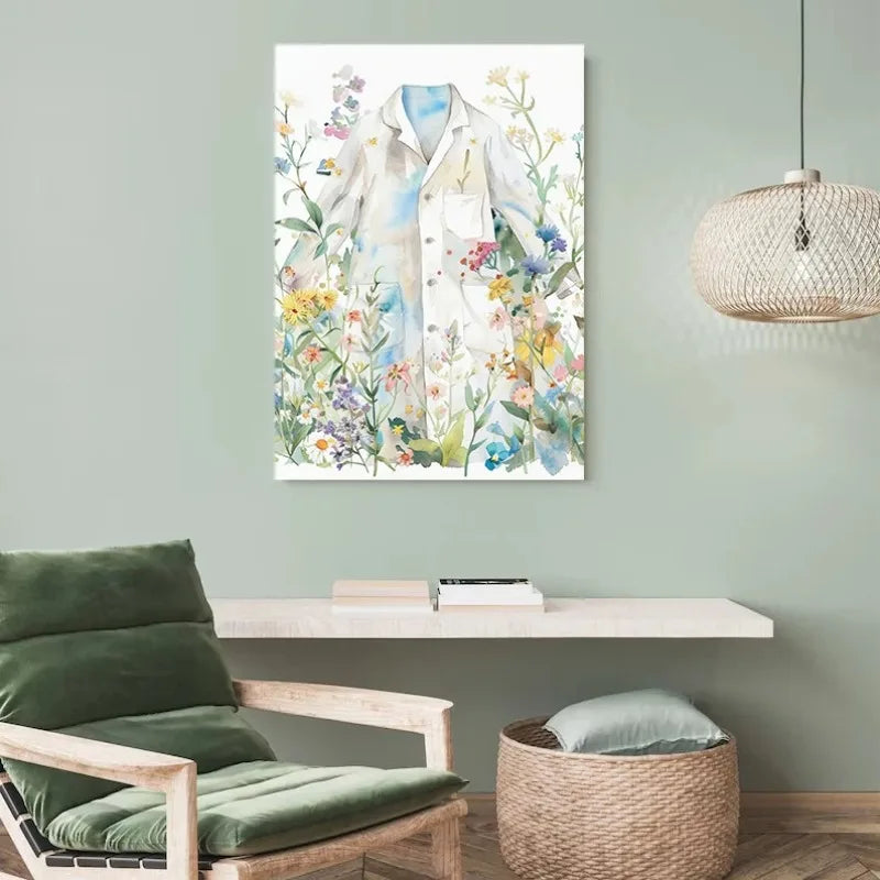 Retro Science Microscope Botanical Canvas Wall Art Poster Print Canvas Wall Art Peaceful Pleasures Health and Wellness
