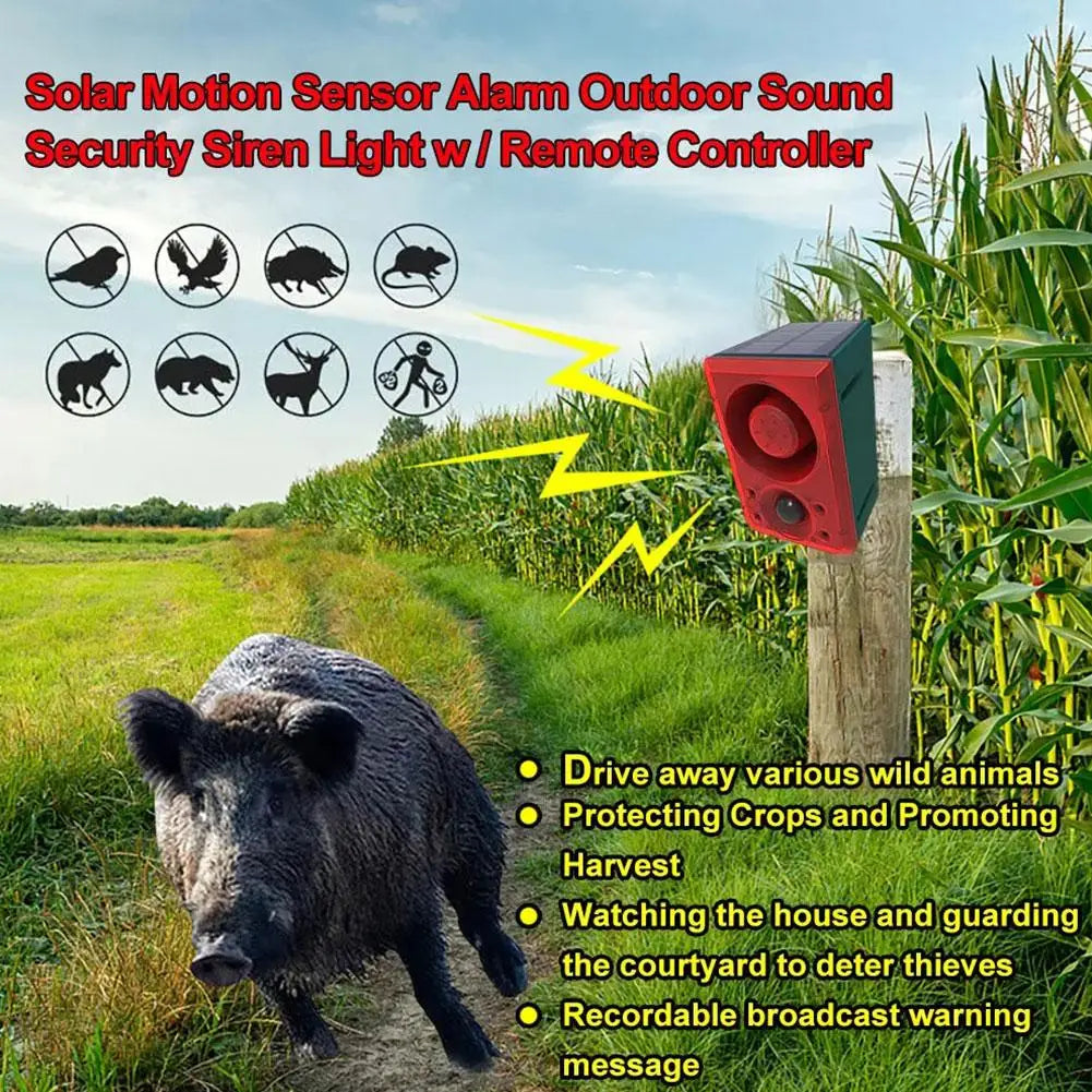 Solar Motion Sensor Animal Repeller – 130dB Alarm, IP55 Waterproof