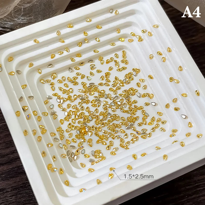 50pcs Golden Yellow Shiny Zircon Rhinestones Nail Charms Mini Rhombic Nails Gemstones Flatback Nail Art Craft Diamonds Decor Peaceful Pleasures Health and Wellness A4