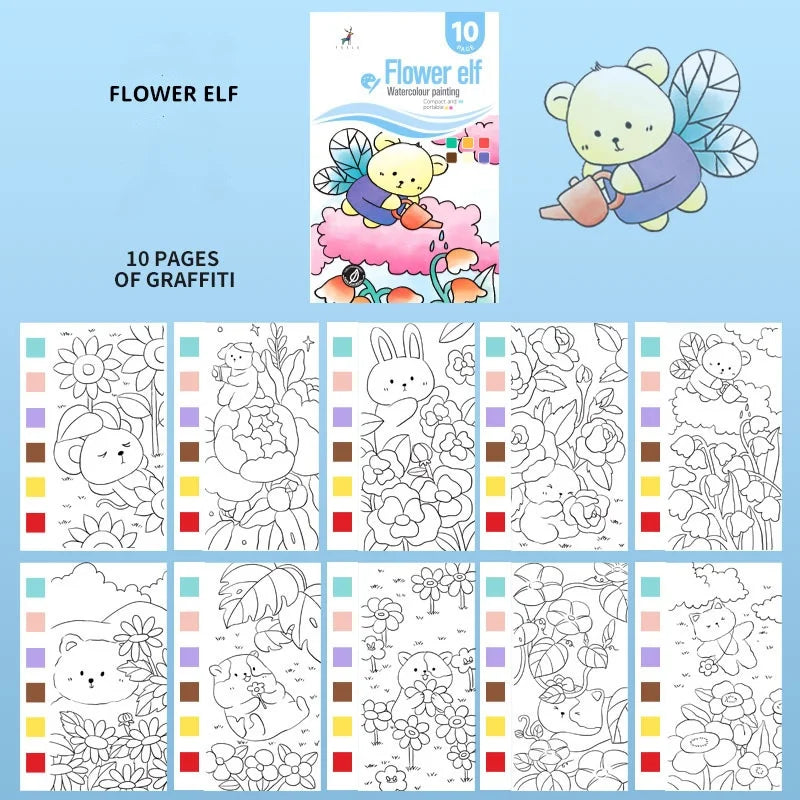 Kids Paint Coloring Book Pigments Watercolor Doodle Art Supplies