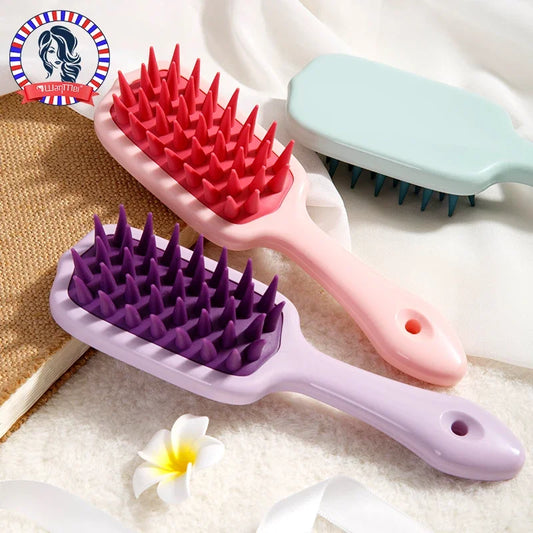 Silicone Shampoo Brush & Scalp Massager with Extended Comb Scalp Shampoo Brush Peaceful Pleasures Health and Wellness