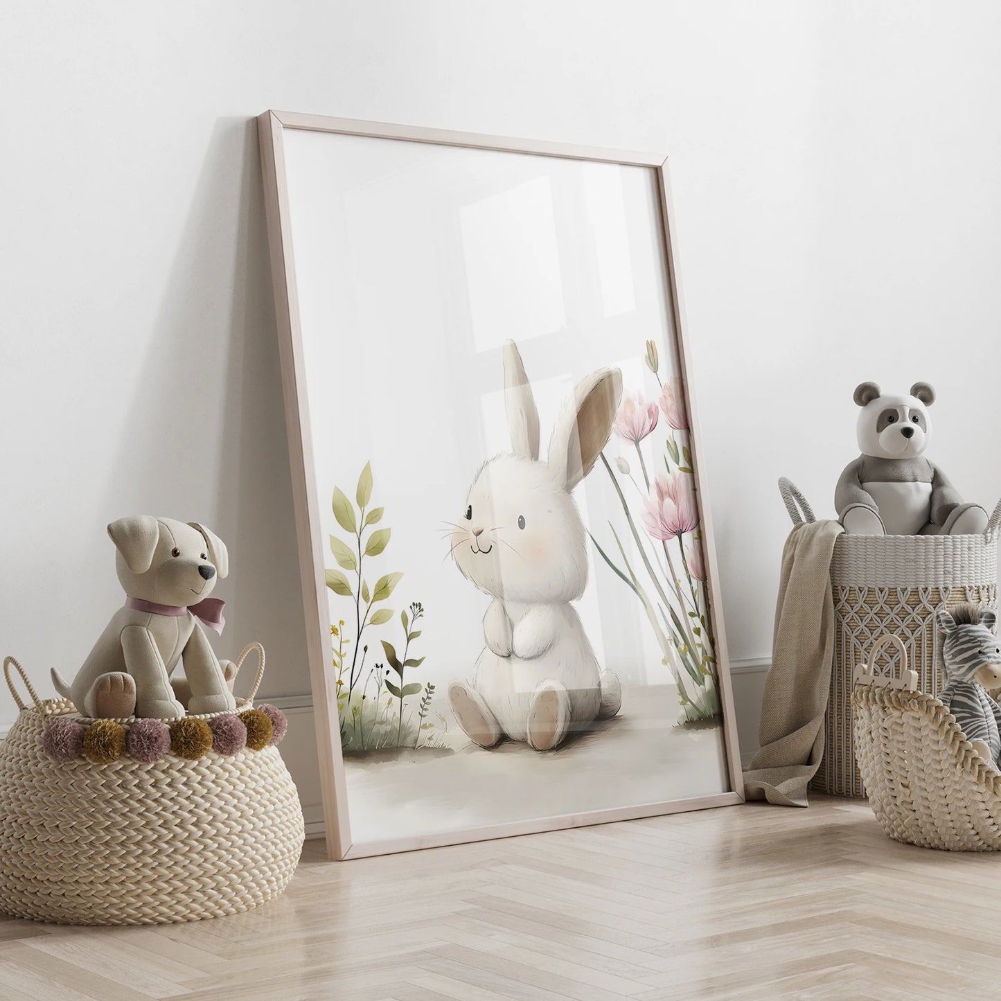3-Piece Personalized Rabbit Canvas Wall Art | Kids Room Decor