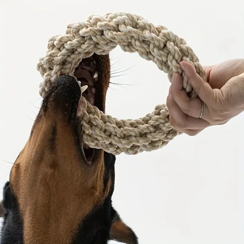 Rope Dog Chew Toy – Twisted Ring, Teeth Cleaning, Medium-Large Dogs