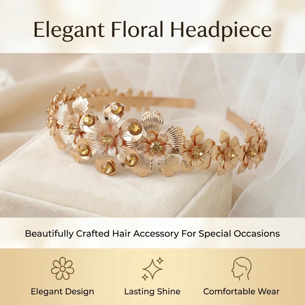 Metal Flower Leaf Hairband for Women Alloy Wedding Headpiece with Elegant Design Peaceful Pleasures Health and Wellness