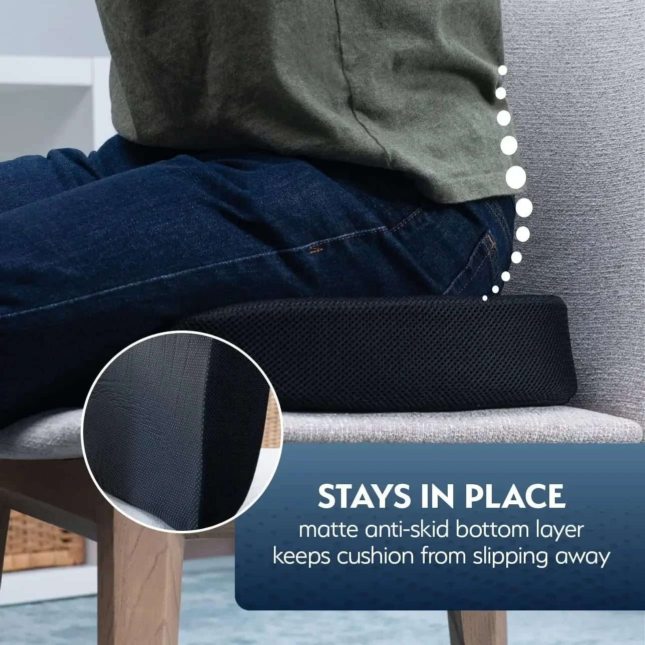 Gel Memory Foam Seat Cushion for Office Chairs - Portable with Removable Mesh Cover and Anti-Slip Bottom Peaceful Pleasures Health and Wellness