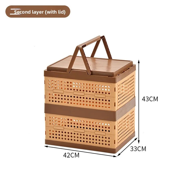 Foldable Storage Box with Wheels: Large Capacity Rolling Organizer for Clothes, Snacks, Toys & Books in Dorm Rooms or Homes Peaceful Pleasures Health and Wellness 2 Layer with Lid